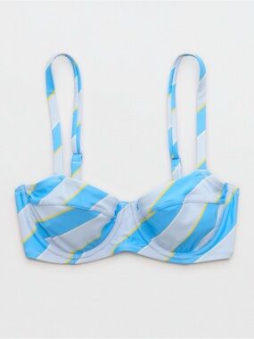aerie Blue, White & Yellow Striped Underwire Bikini Top